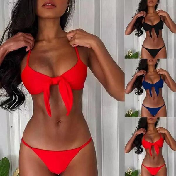 Costumi da bagno da donna Bikini perizoma brasiliano Mujer Costume da bagno con fasciatura push-up Costume da bagno donna con nodo sul petto Sexy Costume da bagno estivo da 2 pezzi