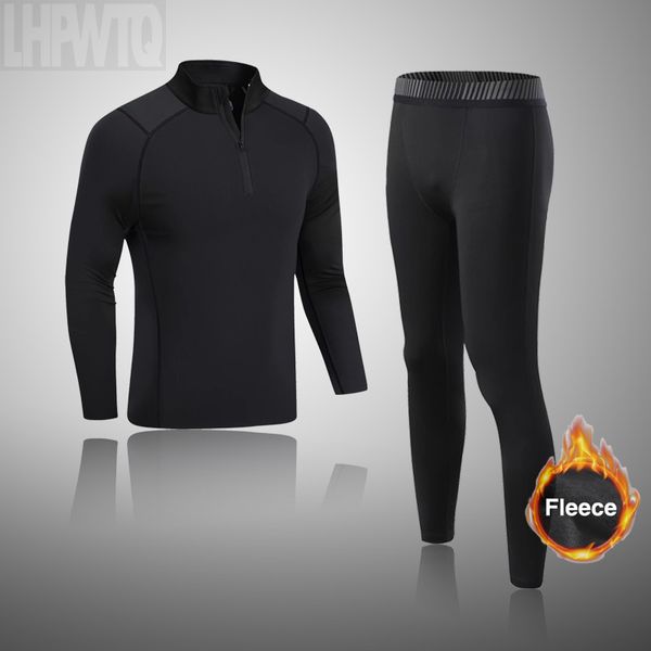 Herren-Thermounterwäsche, Winter-Reißverschluss, schwarze Hemdunterseite, Fleece, warmer Trainingsanzug, zweite Haut, Kompressionsstrumpfhose, Kinder 230802