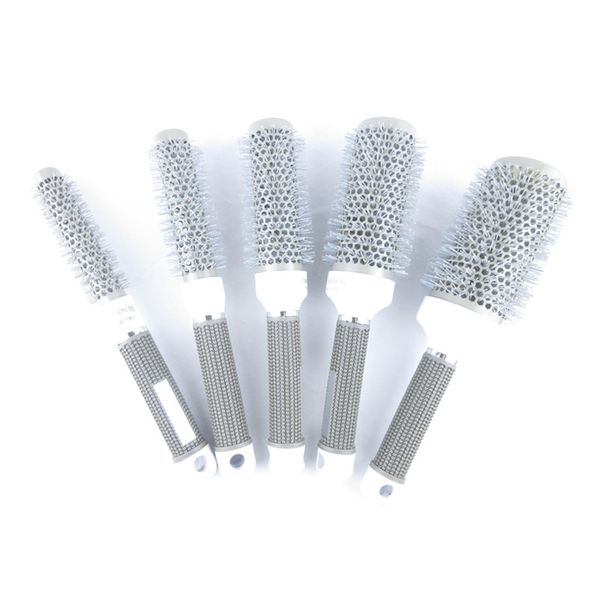 Escova de cabelo profissional tamanho 5 escova de cabelo resistente a alta temperatura cerâmica ferro pente redondo ferramenta de estilo de cabelo