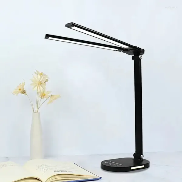 Candeeiros de mesa Candeeiro de secretária para leitura Luzes duplas simples sem fios recarregável preto branco lanterna dobrável decoração