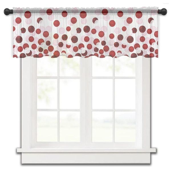 Cortina Dot Farmhouse Dot Gradiente Natal Vermelho Cozinha Pequeno Tule Transparente Quarto Curto Sala de Estar Decoração para Casa Cortinas Voile