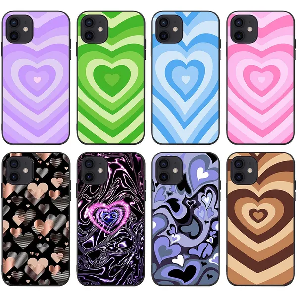 IP15 Cute Heart Love Soft TPU корпус для iPhone 15 плюс 14 Pro Max 13 12 11 XR XS 8 7 iPhone15 Прекрасный любовник Силиконовый цвет