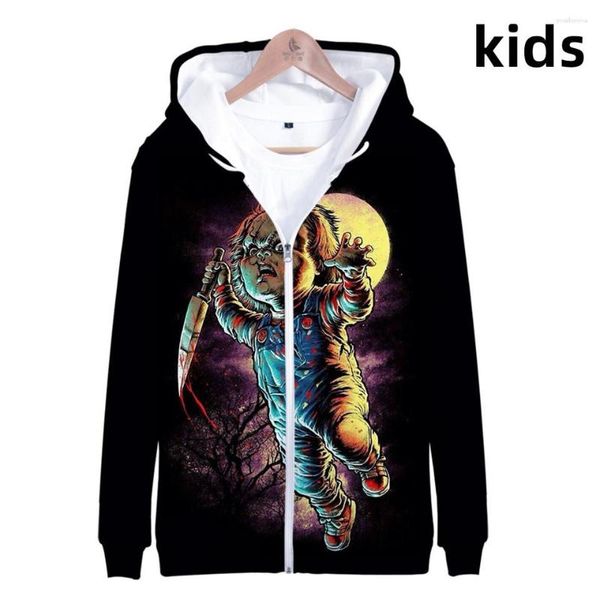 Erkek Hoodies 3 ila 14 yıl çocuk korku filmi Chucky Baskı Hoodie Sweatshirt Erkek Kızlar Cosplay Ceketleri Çocuk Katlar