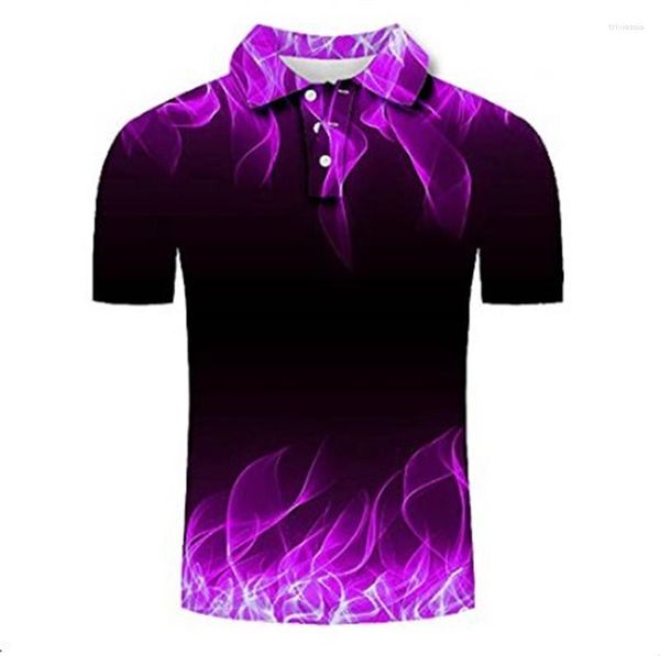 Herren Polos Rot Blau Flamme 3D Gedruckt Poloshirt Sommer Lässige Mode Kurzarm Tops Revers Männlich Cool Bequem Top Camiseta Sweatshirt