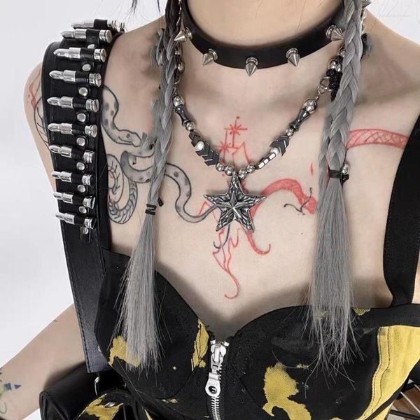 Kolye Kolyeleri Gotik Punk Tarzı Aksesuar Altkültür Y2K Ağır Sektör Pentagramı KolyeNecklace