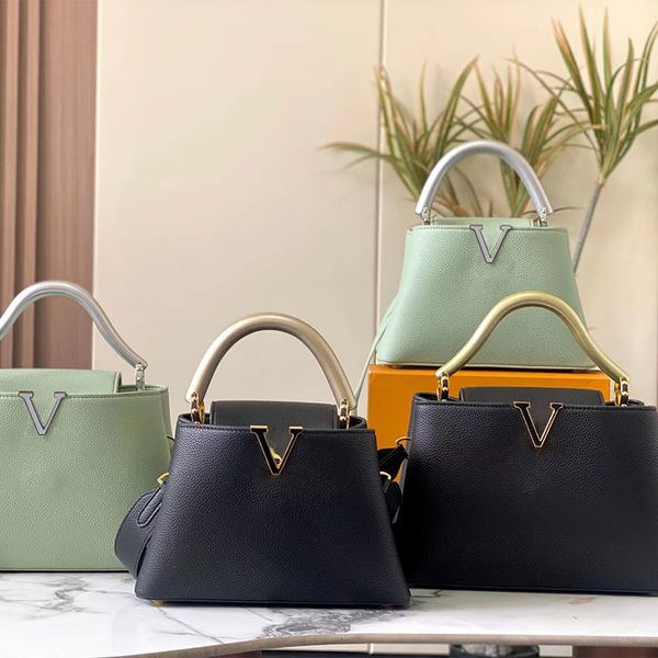 Marka Çanta Crossbody Luxurys Tasarımcı Çantalar Yüksek kaliteli yumuşak deri çanta metal saplı çantalar Tote çanta moda alışveriş omuz çantaları toptan