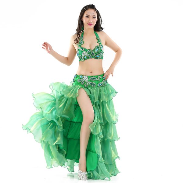 Belly Dance Performance Costume Concorrência Roupas personalizadas de personalidade lantejas de personalidade Big Hem Skirt Belly Dança