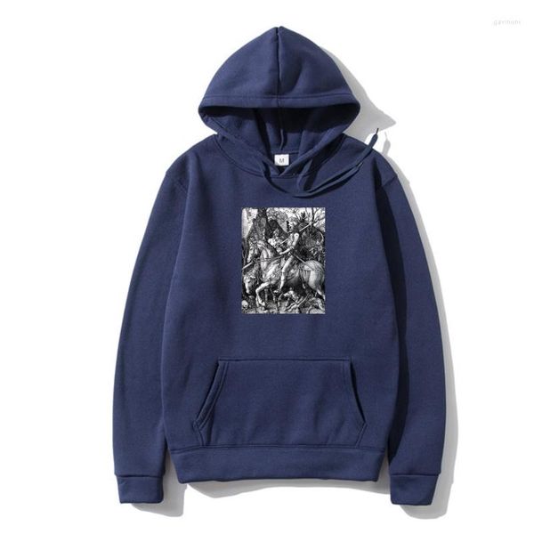 Erkek Hoodies Rider - Ekran Baskılı Dış Giyim Albrech Durer Knigh Death ve Devil Men