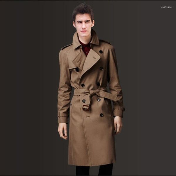 Trench da uomo Giacca a vento da ragazzo Inghilterra Cappotto slim fit Primavera Autunno Inverno Doppio petto Europa e America Tempo libero lungo