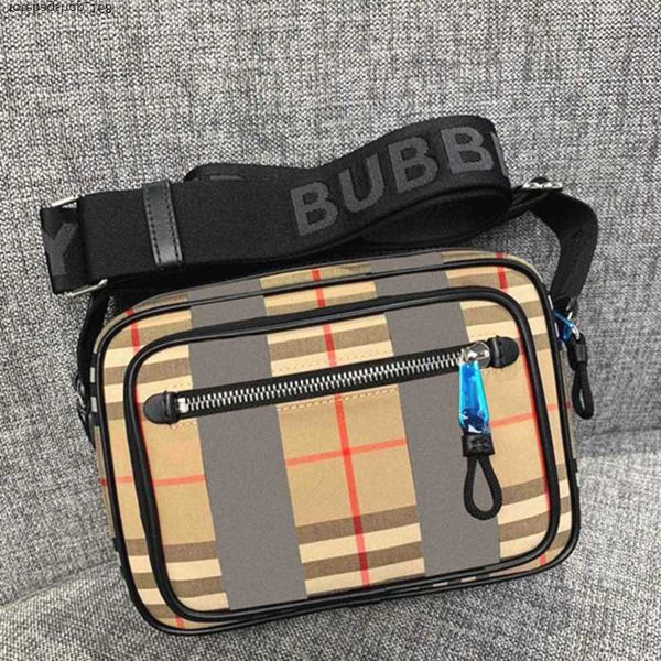 Retro Camera Women Men Bag Luxury Bur Designer Crossbody Classic Vintage Check Stripes Nylon Leather Brand Canvas Borse Pochette