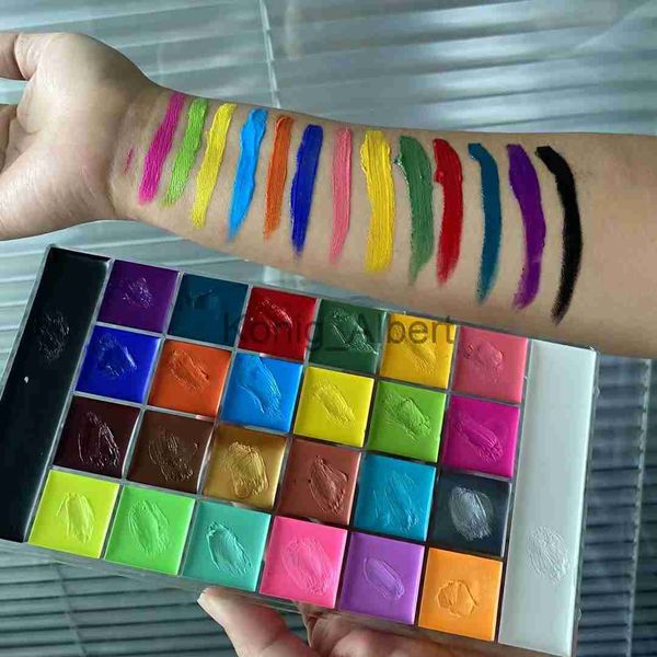 Körperbemalung, 26 Farben, Gesicht, Körperbemalung, Make-up für Halloween, Party, Körper-Make-up, Kleid, Schönheit, Farbpalette mit Pinsel-Set x0802