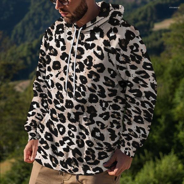 Felpe con cappuccio da uomo 2023 Felpa con cappuccio da uomo di design Pullover casual Stampa leopardata 3D Camicia da corsa invernale stile street europeo Oversize 6XL