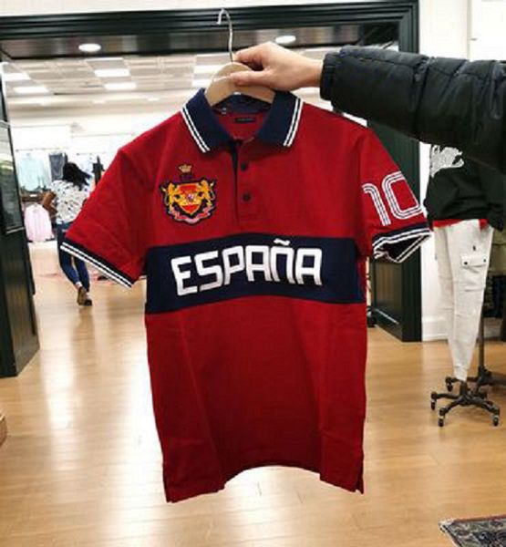 2023S Polos de verão de lapela americana de manga curta 100% algodão camisa de barco masculina marca maré roupas bordadas tamanho grande camiseta padrão