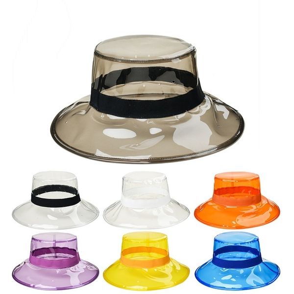 Chapéus de Aba Larga Balde Sólido Leopardo Transparente Feminino Bonés de PVC Praia Visor de Sol Chapéu de Chuva à Prova D' Água Gorras 230801