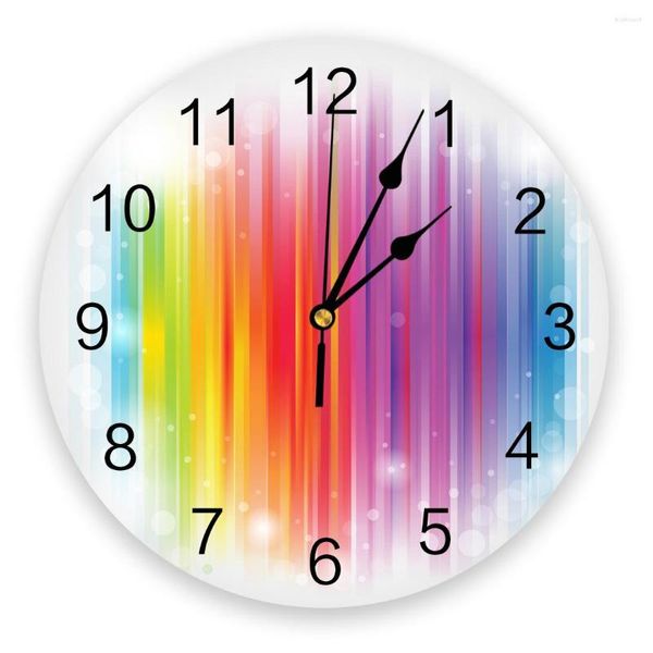 Relógios de parede Cor da linha Fantasia Listras Textura Relógio de quarto Grande Cozinha moderna Sala de jantar Redondo Relógio Decoração da casa
