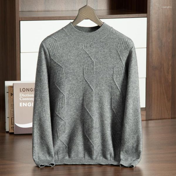 Мужские свитера Zocept Высококачественный теплый утолщенный кашемировый свитер для мужчин Зимний мягкий вязаный вязаный сплошной цвет с твердым цветом. Пуловая шея.