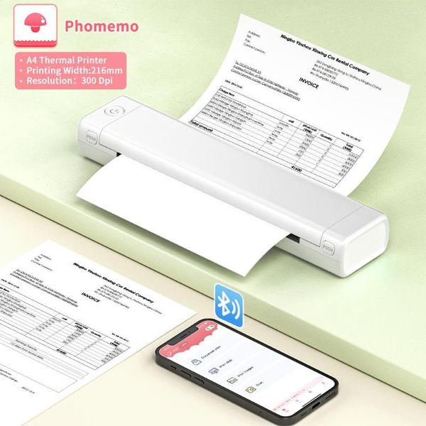 Phomemo M08F A4-Papierdrucker, tragbar, USB, kabellos, Thermotransfer, keine Tinte oder Toner erforderlich, für PC, Mobiltelefon