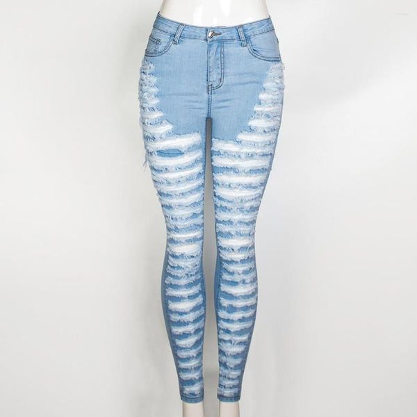 Jeans da donna Capri strappati attillati Pantaloni da mendicante in denim da donna slim fit Distrutti Pantaloni strappati con fori strappati Abiti sexy femminili Chic