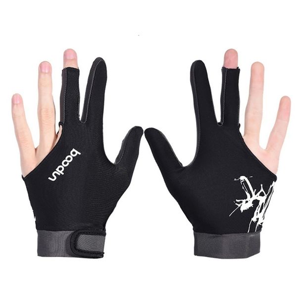 Billardzubehör 1PC Billard Drei-Finger-Handschuhe Mann Frau Atmungsaktive Stickerei Billard Elastizität Sporthandschuh Anti-Rutsch-Billard-Queue-Handschuh 230801