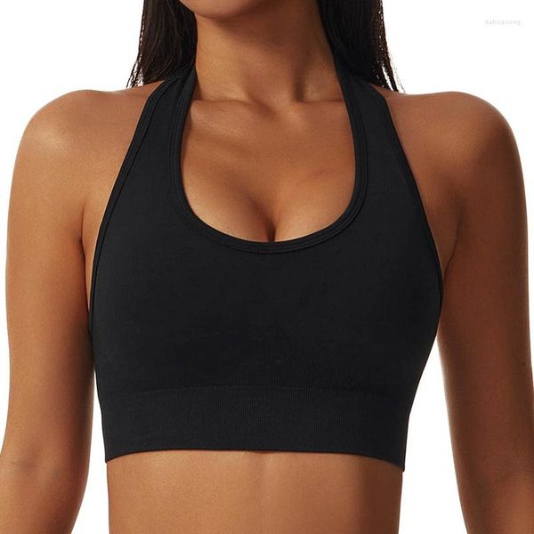 Roupa de ioga Sutiãs esportivos femininos com alça cruzada fina push up top cropped sutiã fitness academia respirável beleza costas 2023