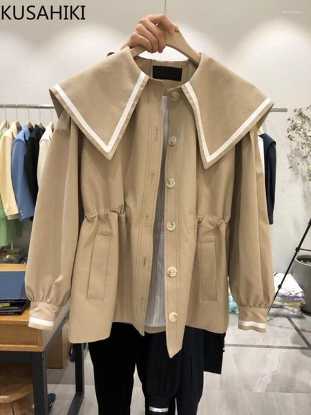 Giacche da donna KUSAHIKI Corea 2023 Giacca Sweet Sailor Collar Draw String Vita sottile Donna Cappotto Moda Monopetto Capispalla Top