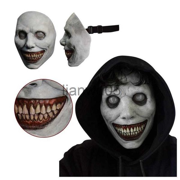 Maschere per feste Maschera di Halloween spaventosa The Evil Cosplay Puntelli Copricapo in lattice Halloween Costumn Party Horror Demoni sorridenti Copricapo sanguinante Bianco x0802