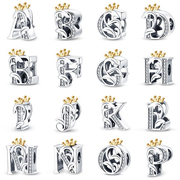 925 Pfund Silber New Fashion Charm Original Runde Perlen, 2023 Neue kreative Perlen mit 26 englischen Alphabeten, kompatibles Pandora-Armband, Perlen