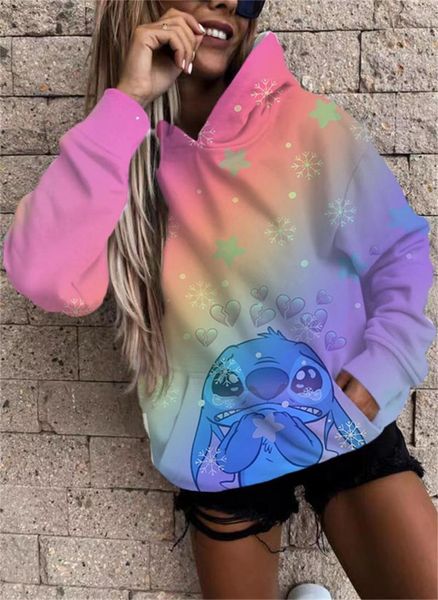 Erkek Hoodies İlkbahar ve Sonbahar Yaratıcı Stitch 2023 Süper Gelgit Markası Gevşek Kapşonlu Harajuku Gömlek Ceket Gündelik Sokak Stili