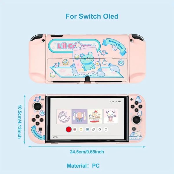 Geekshare Gummy Bear Графический защитный корпус для Nintendo Switch Oled, тонкая защитная крышка для переключения OLED, амортизационное поглощение защиты от царапины