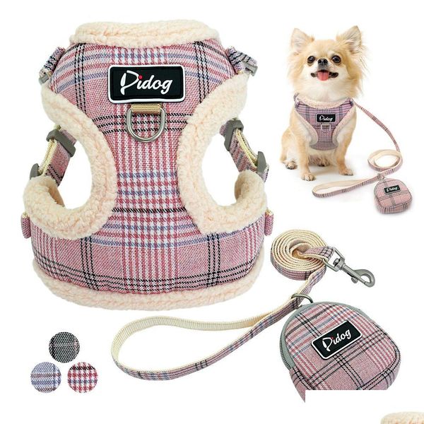 Coleiras para cães Coleiras macias para animais de estimação Colete No Pl Ajustável Chihuahua Filhote de Gato Conjunto de coleiras para cães pequenos e médios Casaco Arnes Dh81H