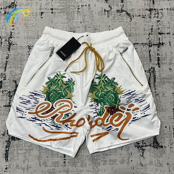 Shorts Masculino Coqueiro Letras Estampado Beac RUDE Sorts Summer Men Woman 1:1 Casual Sand Drawstrin Breeces Simples Quick Dryin