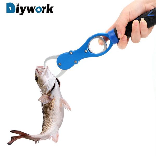 DIYWORK Fishing Lip Grip Lega di alluminio con scala 0-16KG Utensili a mano Fish Gripper Hook Pinze da pesca Strumento di pesca Y200321302l