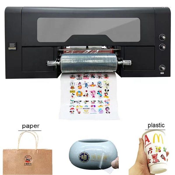 Etiqueta de transferencia de impresora UV DTF estilo A3, película AB, vasos de cartón de cama plana, botella, vidrio, máquina de impresión de Metal