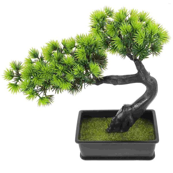 Fiori Decorativi Bonsai Decor Scrivania Per Ufficio Tavolo Da Pranzo Ornamenti Artificiali Falsi Realistici Verde Pino