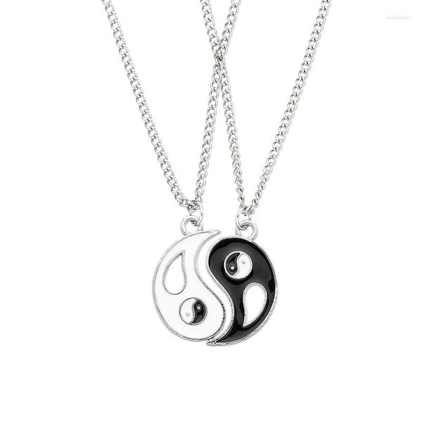 Ketten 2 Stück Freunde Halskette Schmuck Yin Yang Tai Chi Anhänger Paare gepaarte HalskettenAnhänger Unisex Liebhaber Valentinstag Geschenk