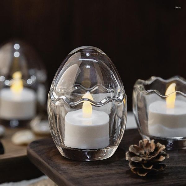 Titulares de vela Giemza Eggshell Candlestick Cup em forma de contêiner para o recipiente de lanterna de velas 1PC Candelabrum Receptacle Pack Pack