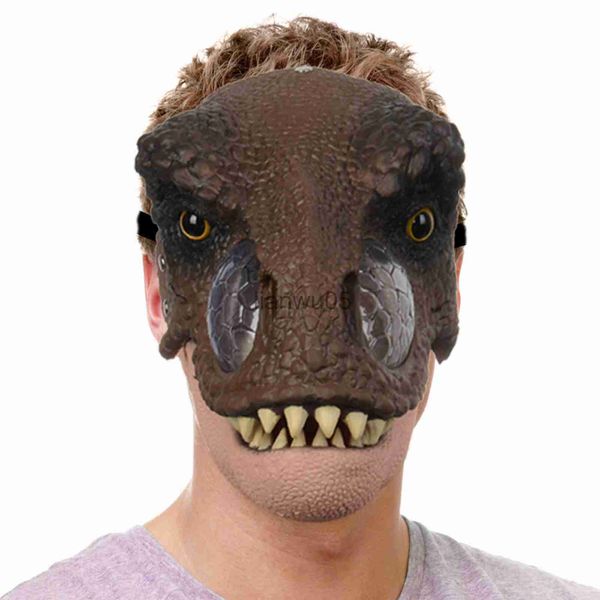 Máscaras de festa quente nova máscara de dinossauro de halloween máscara de boca aberta látex horror chapéu máscaras para festival de halloween festa traje cosplay suprimentos x0802