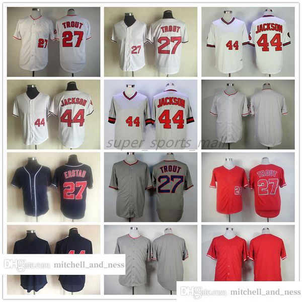 Vintage Movie Baseball Wears Jersey 44 Reggie Jackson 27 Erstad Throwback 29 Rod Carew 30 Nolan Ryan Blank 1973 Uomini Donne Giovani Taglia S-XXXL