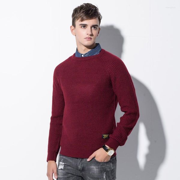 Erkek Sweaters 2023 Bahar Kış Moda Sıradan Çizgi Süveri O boyun İnce Fit Örgü Sıcak Kazak Erkek Kıyafetler Erkek Katlar Akrilik
