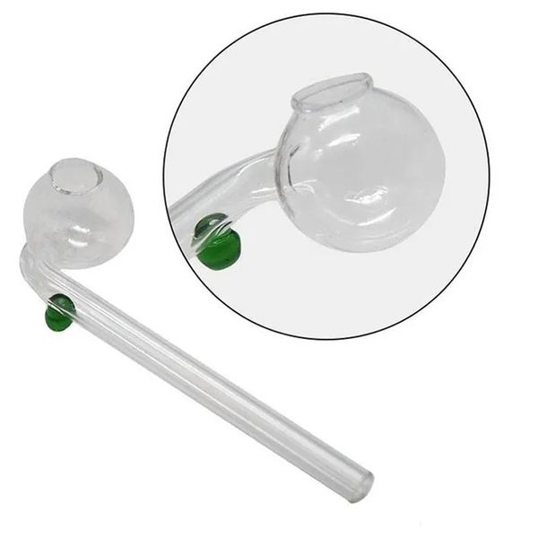 Pyrex gebogene Rauchpfeifen Glasölbrennerpfeife 12 cm 14 cm 16 cm mit bunter Halterung Klares Qualitätsrohr handgefertigt für Wachskonzentrat-Bongs