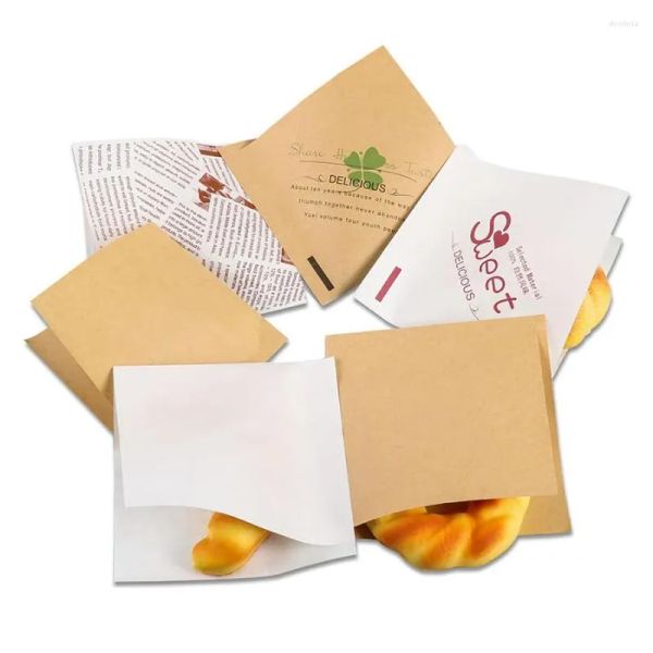 Confezione regalo Cibo Sacchetto di carta resistente all'olio Panino Ciambella Accessori per la cottura del pane Borse per l'imballaggio 100 pezzi / pacco / lotto