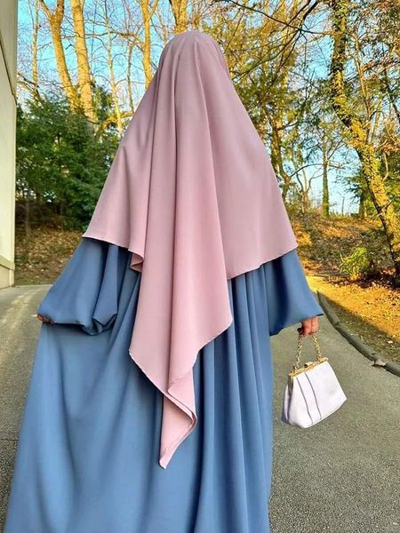 Abbigliamento etnico Extra Lungo Khimar Triangolo Preghiera Sciarpa Per Le Donne Islamico Ramadan Mubarak Foulard Musulmano Dubai Modesto Niqab Hijab