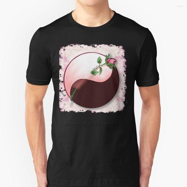 Camisetas masculinas Yin Yang Rosa vermelha Camiseta de manga curta Summer Men Streetswear Camisa Flower Wedding Florista Garden