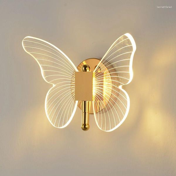 Wandlampen Nordic Butterfly Acryl Lampe LED Nachttischbeleuchtung Schlafzimmer Wohnzimmer Treppe Warme Dekoration