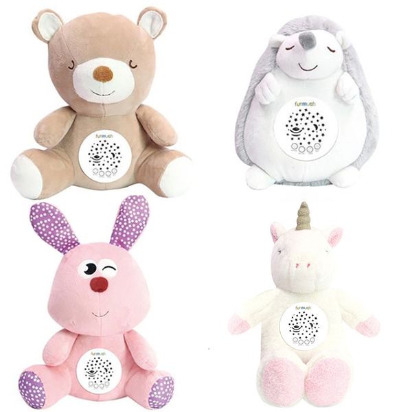 Bambole di peluche Giocattoli di peluche Bambola Proiettore musicale a LED Lampada da notte Baby Bedtime Comfort rilassante Regali educativi per bambini 230802