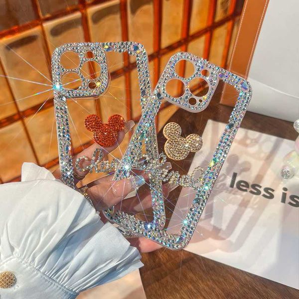 Случаи по сотовым телефонам Bling Glitter 3D милый мультфильм Diamond Soft Silicon Phone Case для iPhone 14 13 12 11 Pro Max 7 8 Plus XS XS Max Clear Cover L230731