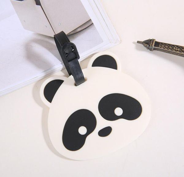 DHL500pcs Bag Parts PVC Cartoon Panda Prints Etiquetas de Bagagem de Viagem Estilo Mix