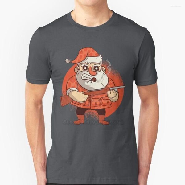 Camisetas masculinas Hunting Santa Men T-Shirt Macio Confortável Tops Tshirt T-shirt Roupas Engraçado Natal Cheer Festivo Yule Xmas