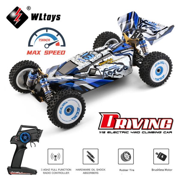 Elektrisches RC-Auto WLtoys 124017 124019 V2 75 KM H 2 4G RC bürstenloser Allradantrieb elektrisches Hochgeschwindigkeits-Off-Road-Drift-Fernbedienungsspielzeug für Kinder 230801