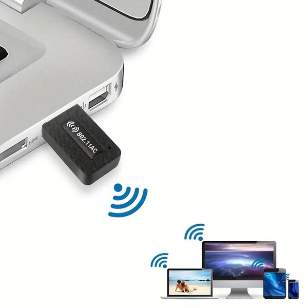 Adaptador WiFi USB 3.0 1300Mbps Dongle Dual Band 2.4G5GHz WiFi 5 Network Wireless Wlan Receiver